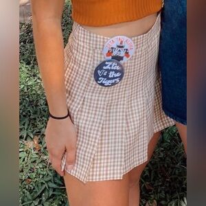 HYFVE Orange Pleated Checkered Skort